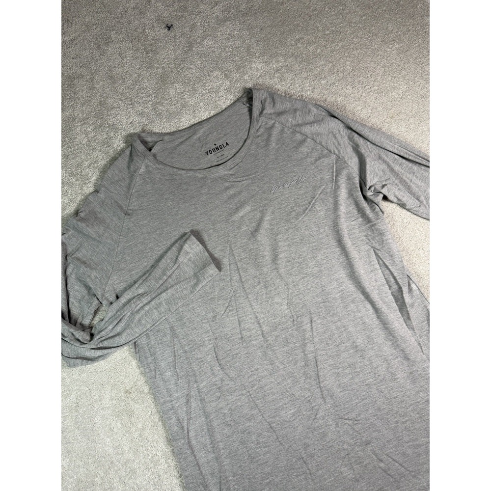 YoungLA 4819 Perfect Long Sleeve Tee Mens XXL Gray Stretch Gym Workout Shirt